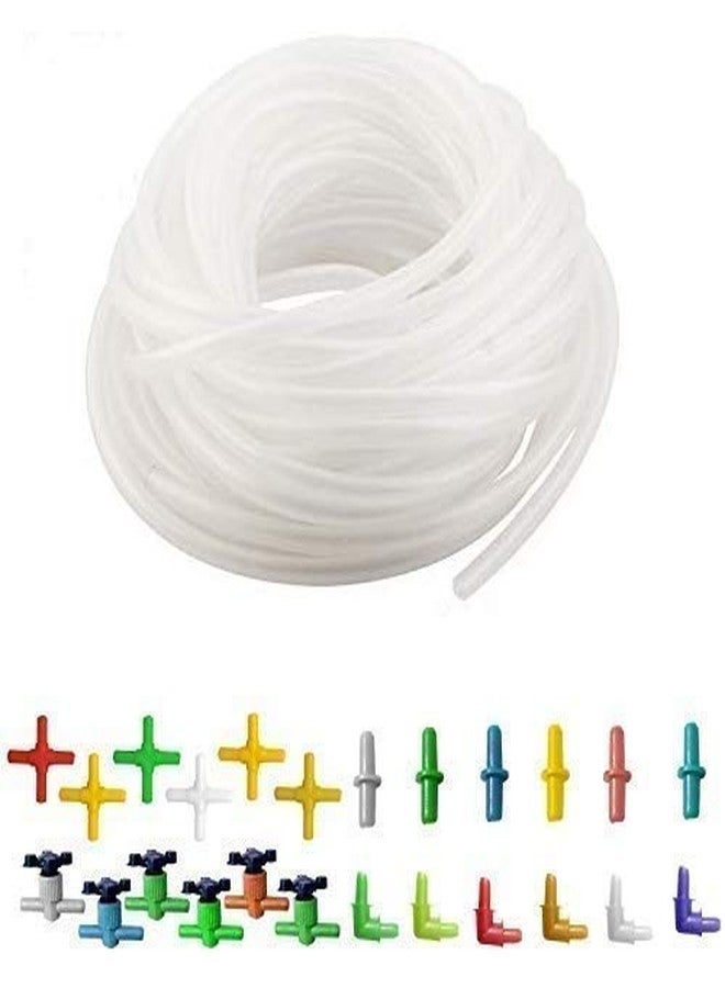 Venusaqua Venus Aqua Outlet Tube Adjustable Connector, Aquarium Multi Uses of 25 Meter PVC Hose Air Pump Air Line and 4 Different Air Valves Plastic, Aquarium Controller 24 Piece with 25 Meter Aquarium Air Tube - Image 1